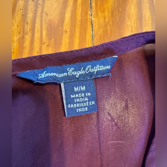 American Eagle Outfitters Pleated, Rose Embroidery Tank in plum- Size M - Picture 4 of 5